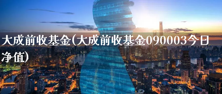 大成前收基金(大成前收基金090003今日净值)_https://www.yicdns.com_外汇市场_第1张